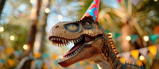 Obraz premium birthday child dinosaur. with copy space image. Place for adding text or design