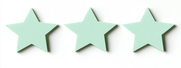 Obraz premium pastel green star-shaped sticky notes, isolated on a white background