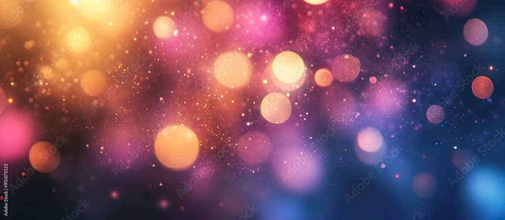 Poster Chaotic lights in moriol fade out of focus abstract photographic backdrop. with copy space image. Place for adding text or design