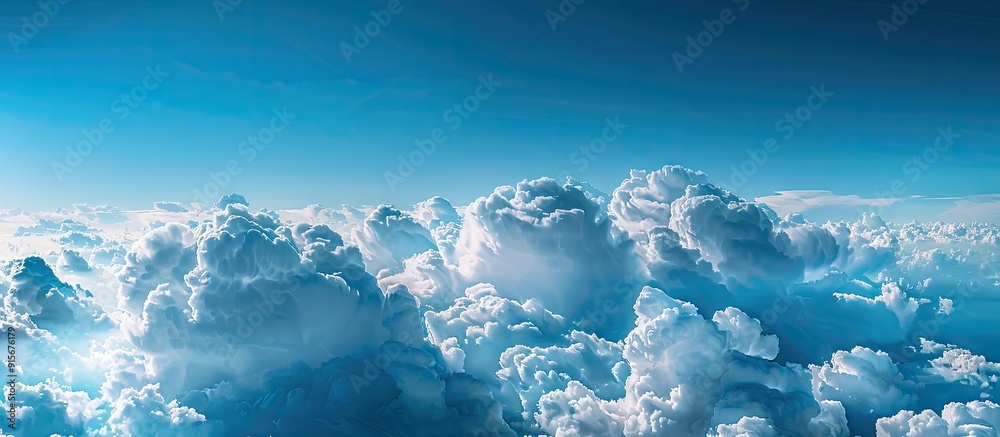 Aufkleber small white clouds illuminated by bright sunshine against a deep blue sky. with copy space image. pl