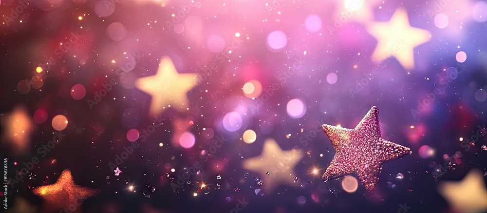 Fototapete elegant abstract background with festive bokeh lights and star texture. with copy space image. place