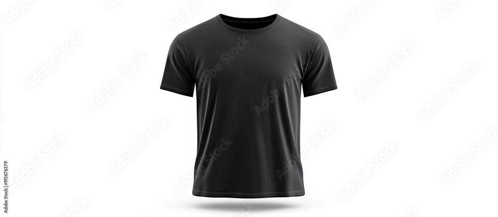 Poster Black men s t shirt isolated on a white background Area for design. with copy space image. Place for adding text or design