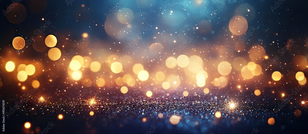 Poster Festive backdrop featuring bokeh lights Christmas and New Year. with copy space image. Place for adding text or design