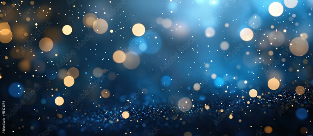 Poster blue festive background for christmas and new year celebrations bokeh backdrop with copy space defoc