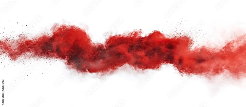 Leinwandbilder Abstract design of a red powder cloud on a white background. with copy space image. Place for adding text or design