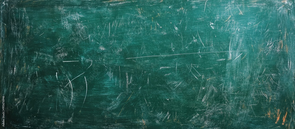 Poster The surface of a green school chalkboard marked with chalk Education in schools. with copy space image. Place for adding text or design