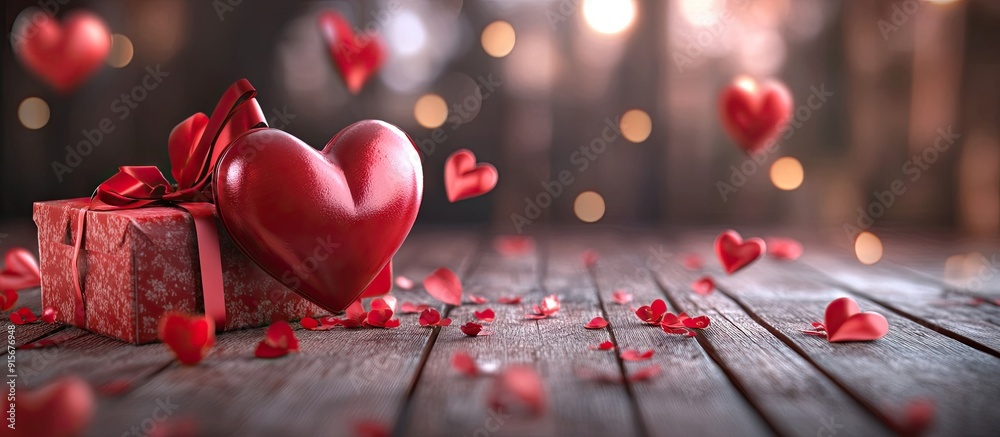 Poster celebrating valentine s day joyful gift sweethearts of the heart stunning background affection add t