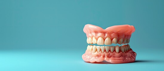 Denture for dental students with various health issues. with copy space image. Place for adding text or design