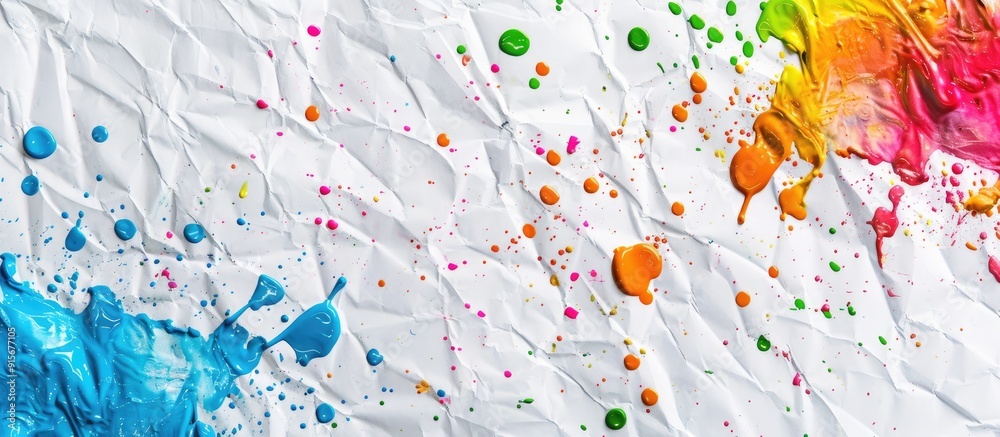 Poster Bright dye marks on white paper. with copy space image. Place for adding text or design