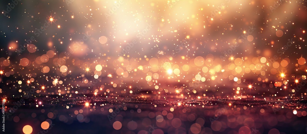 Aufkleber Abstract twinkling bokeh background featuring defocused golden lights with sparkles Suitable for Christmas New Year or disco parties Vintage backdrop for Christmas. with copy space image