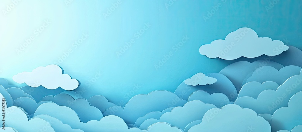 Aufkleber Paper Cut Clouds Background Innovative Paper Art Concept. with copy space image. Place for adding text or design