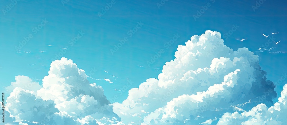 Leinwandbilder blue sky with fluffy white clouds. with copy space image. place for adding text or design