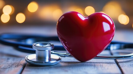 heart love shape with doctor physician's stethoscope on background