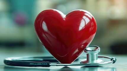 heart love shape with doctor physician's stethoscope on background