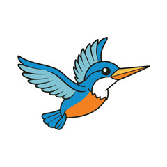 Obraz premium Flying kingfisher cartoon vector illustration on white background, perfect for clipart.