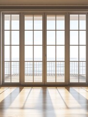 Cozy room with large windows offering a stunning view of the ocean