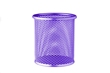 metallic Glass of purple, violet color for stationery, pencils, pens, scissors, ruler, on an...