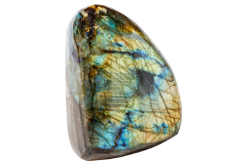 Labradorite mineral stone on white background close up