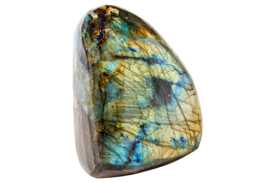 Labradorite mineral stone on white background close up
