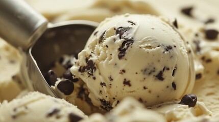 Stracciatella Splendor: Freshly Scooped Vanilla Ice Cream with Chocolate Chips