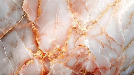 Close-up of light blush pink marble with white and gold veins, photographed with a shallow depth of field to focus on its elegant and charming patterns. --ar 16:9 --v 6.0 --s 250 --style raw