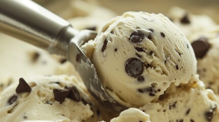 Stracciatella Splendor: Freshly Scooped Vanilla Ice Cream with Chocolate Chips