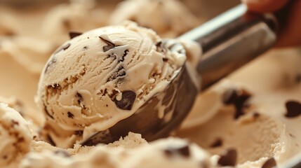 Stracciatella Splendor: Freshly Scooped Vanilla Ice Cream with Chocolate Chips