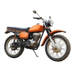 Adventure motorcycle on white background showcasing rugged design and off-road capabilities