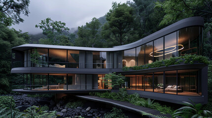 The Futuristic Forest Home with Organic Design and Sustainable Living