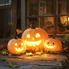 Obraz premium scary spooky halloween season, monster skull and crossbones halloween witch with pumpkin, halloween and October background 