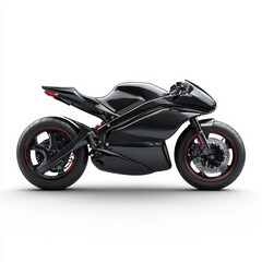 Obraz premium Electric motorcycle displayed on a white background emphasizing its sleek design and modern features