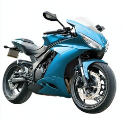 Obraz premium Lightweight motorcycle in sleek blue design isolated on a white background