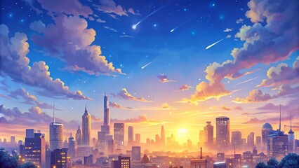 Obraz premium Cityscape at Twilight Illustration