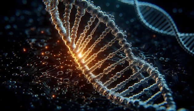 dna helix on black background