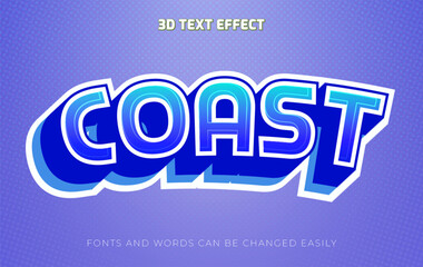 Coast blue 3d editable text effect style