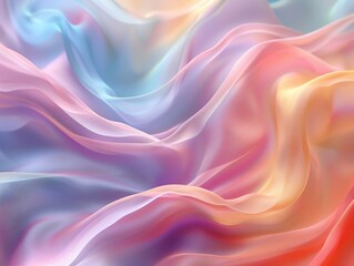 Obraz premium Beautiful pastel silk fabric flows gracefully, showcasing a blend of soft colors and delicate textures for vibrant design applications.