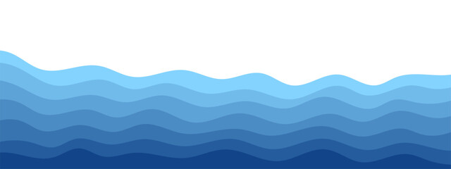 Sea waves. Blue river ocean wave layer vector background illustration