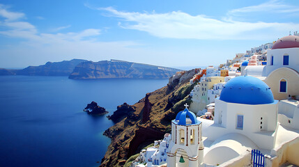 Fototapeta premium Beautiful wallpaper of Santorini Greece
