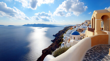 Fototapeta premium Beautiful wallpaper of Santorini Greece