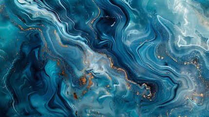 Obraz premium A close-up of blue and turquoise marble swirls reminiscent of ocean waves, with natural sunlight highlighting the vibrant colors and patterns. --ar 16:9 --v 6.0 --s 250 --style raw