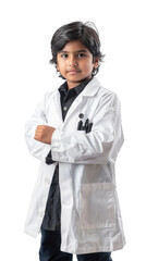 Young Mexican boy dressed as a scientist in studio
