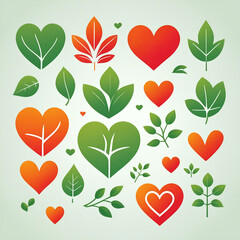 Nature's harmony heart and leaf symbols representing sustainability and growth