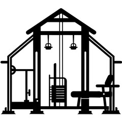 Multi-gym station vector silhouette an white background