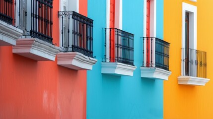 Obraz premium Colorful Apartment Fronts in a Mediterranean Coastal Town