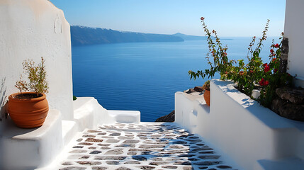 Fototapeta premium Santorini Greece beautiful scenic wallpaper