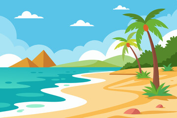 Sea beach vector illustration 