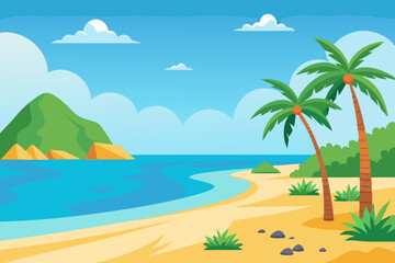 Sea beach vector illustration 