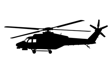 Fototapeta premium Military helicopter vector silhouette in white background