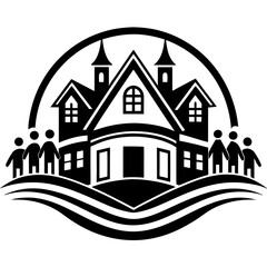 Fototapeta premium Community building logo vector silhouette 