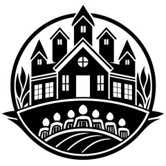 Fototapeta premium Community building logo vector silhouette 
